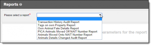 THe image shows the dropdown list of reports you can choose from.
