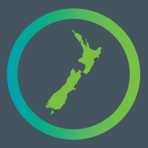 Icon of New Zealand surrounded by a circle