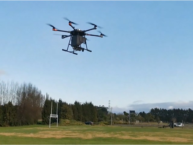 Drone over grass fields