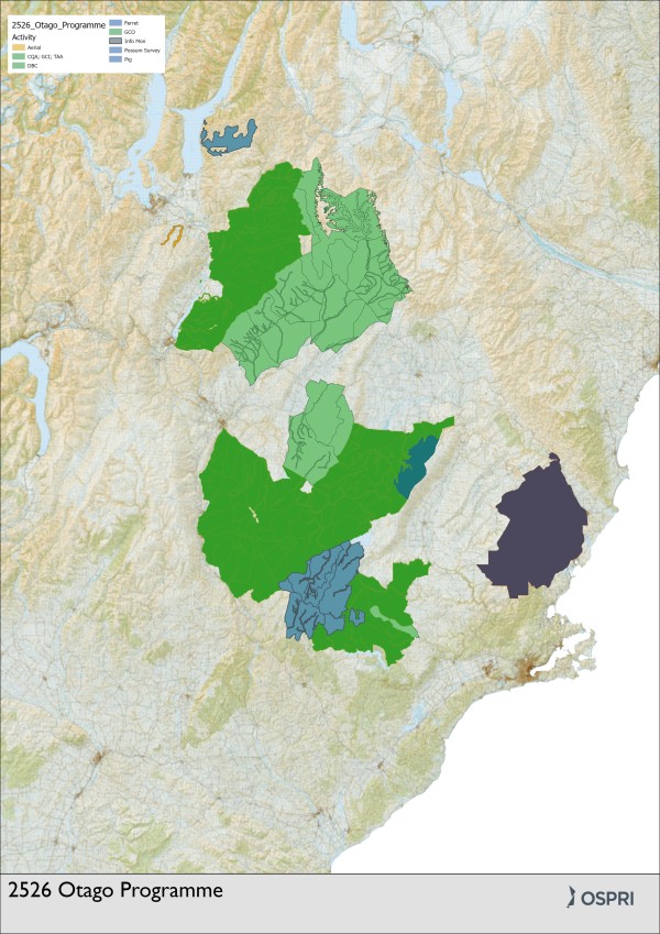 Map showing Otago programme of TB control for 2025 2026