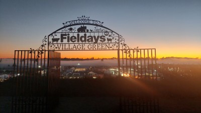 Landscape shot of Fieldays event taken as the sun rises