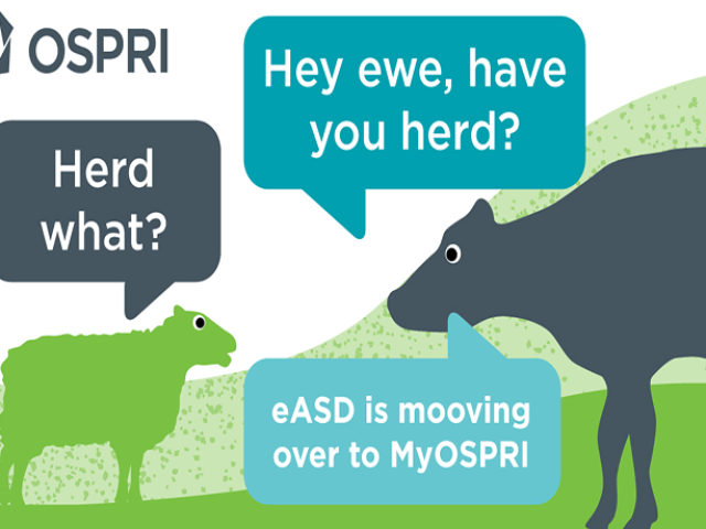 Graphic of a cow and a sheep saying eASDs are moving over to MyOSPRI