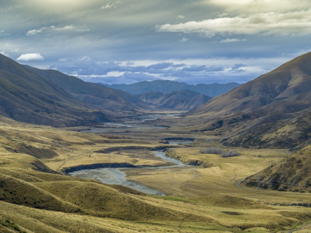 Panoramic shot of high country farmland in the South Island