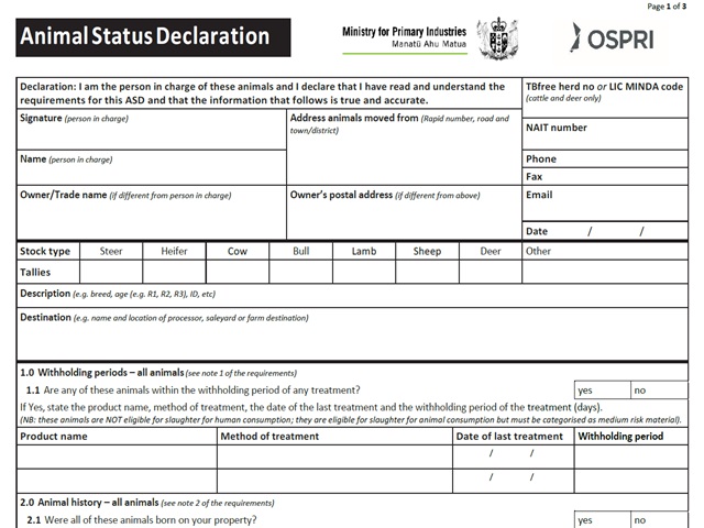 Cover of ASD form