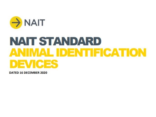 Front cover of NAIT Standard Animal identification devices