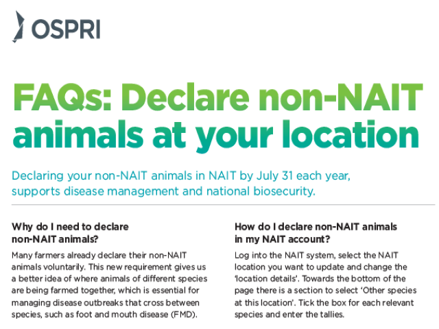Thumbnail of factsheet for declaring non-NAIT animals at your location.