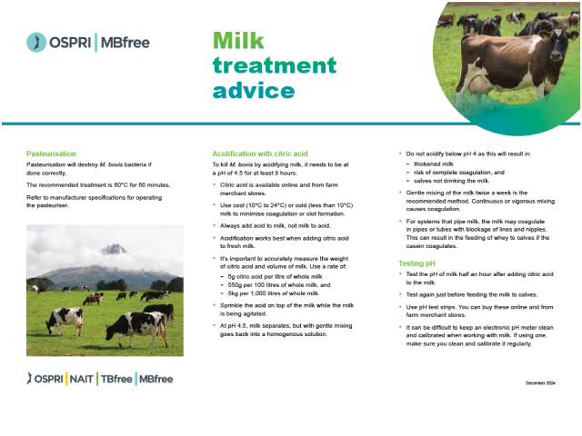 Guide cover for 'Milk treatment advice'