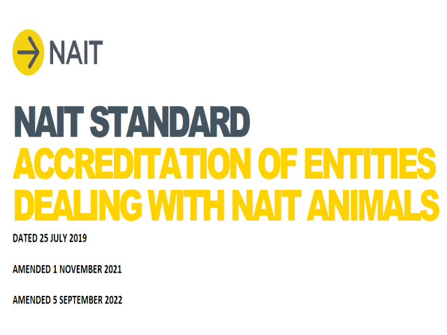Cover of NAIT Standard Accreditation of Entities Dealing With NAIT Animals v2