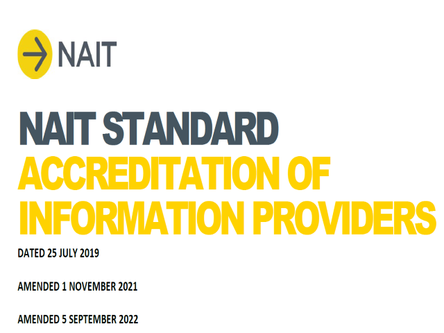 Cover of NAIT Standard Accreditation of Entities Dealing With NAIT Animals