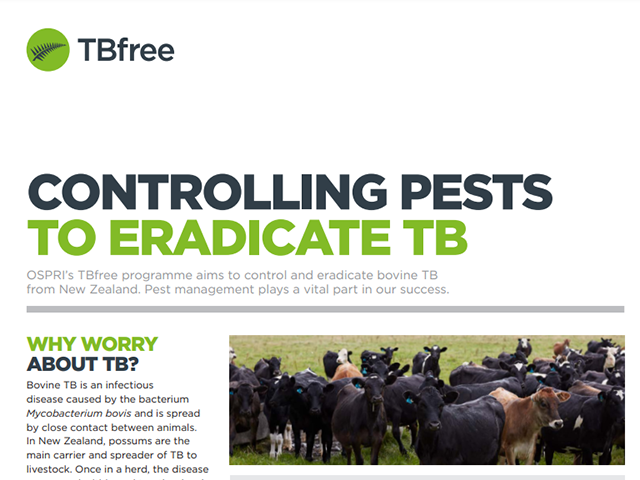 Factsheet cover for 'Controlling pests to eradicate TB'