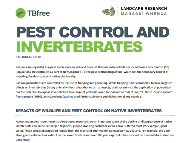Factsheet cover 'Pest control and invertebrates'