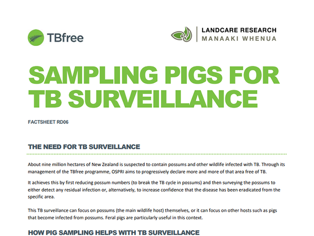 factsheet cover 'Sampling pigs for TB surveillance'