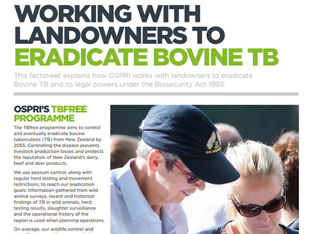 Cover of factsheet 'Working with landowners to eradicate bovine TB'