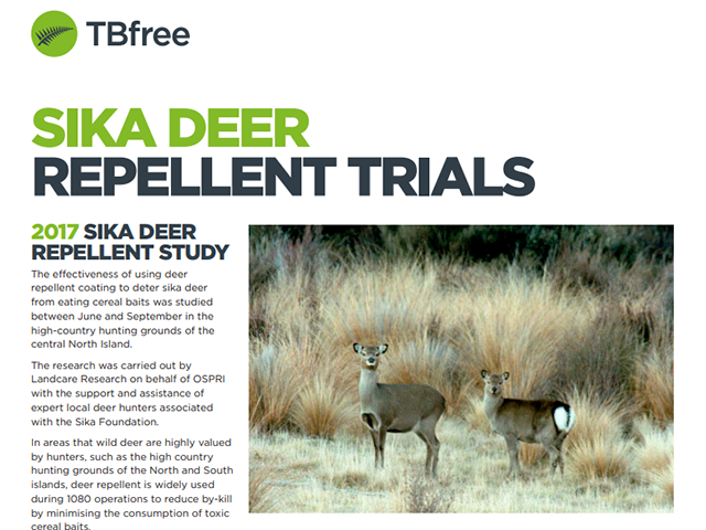 Fcatsheet cover ''sika deer repellent trial