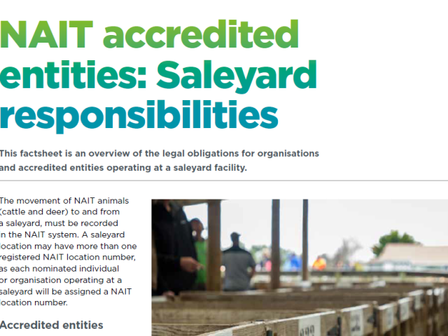 Screenshot of NAIT Saleyard responsibilities