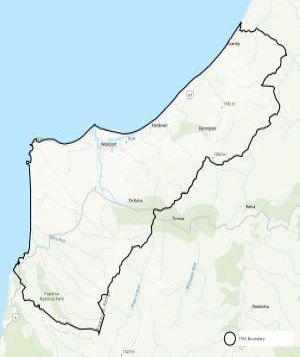 Map showing boundaries of the Buller Coast TMA