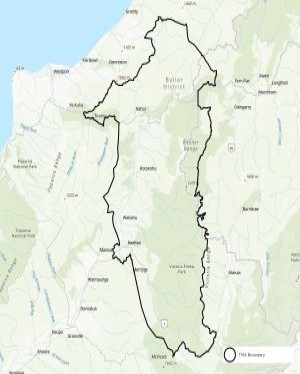 Boundaries of Buller TB Management Area