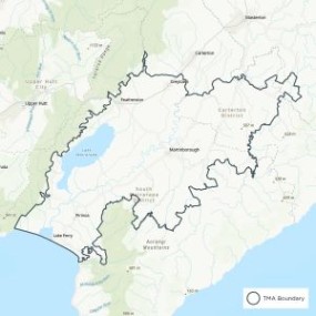 Map showing Central Wairarapa TB management area boundaries