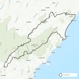 Map showing boundaries of Clarence Reserve TB management area