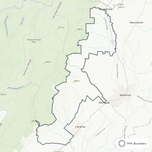 Map showing Eastern Tararua TB management area boundaries
