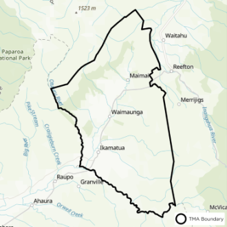 Map showing boundaries of Grey North TB management area