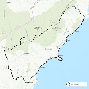 Map showing boundaries of Kaikoura TB management area