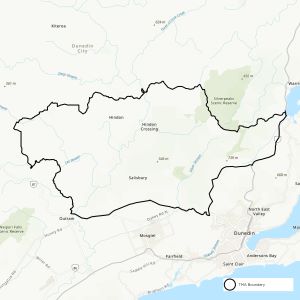 Map showing boundaries of Mount Hyde TB management area