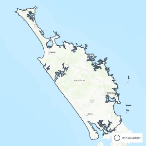 Map showing Northland TB management area boundaries