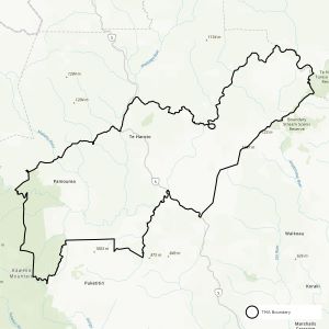 Map showing boundaries of Tutaekuri-Waitara TB management area