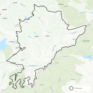 Map showing boundaries of West Coast Divide TB management area