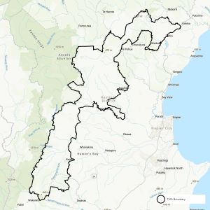 Map showing boundaries of Whanawhana to Opouahi TB management area